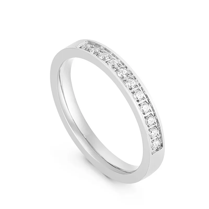 Women Romentic Fashion Stainless Steel Rhinestones Marriage Jewelry Ring