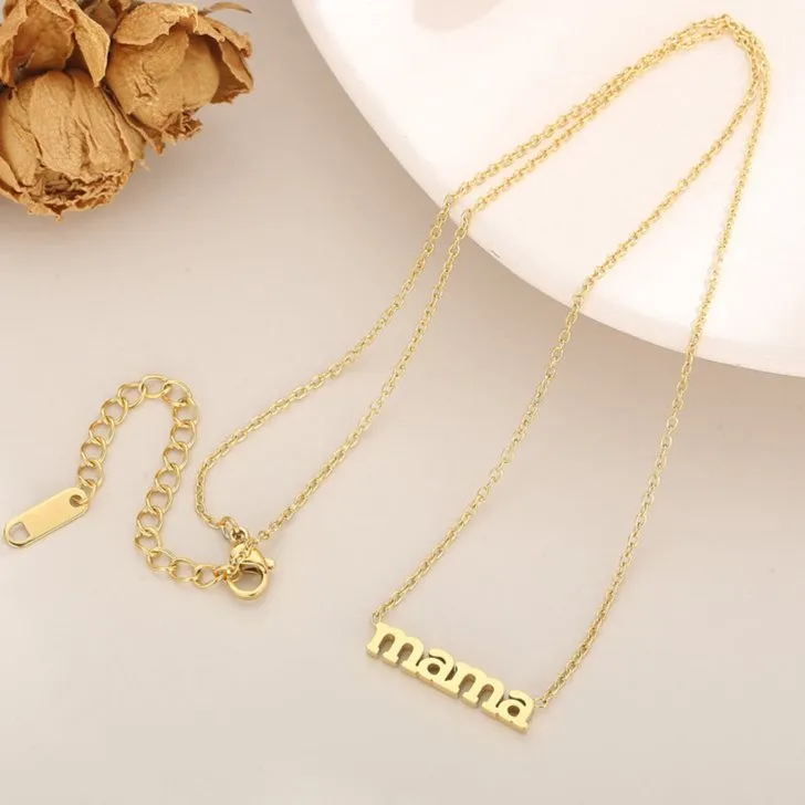 New Stainless Steel Electroplated "Mama" Letter Pendant Necklace for Mother's Day