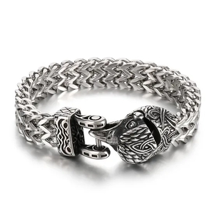 Cross-Border Nordic Viking-Style Eagle Beak Jewelry, Punk Retro Wolf Head and Snake Head Reversible Chain Stainless Steel Men's Bracelet