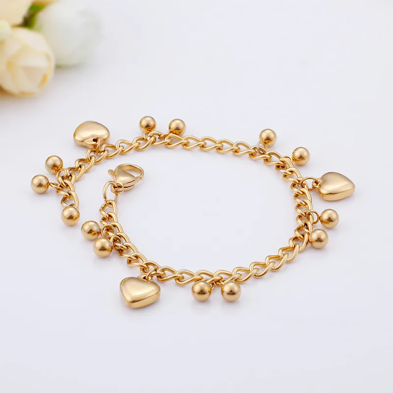Stainless Steel Heart Element Handmade Chain Bracelet Suitable for Women's Daily Wear