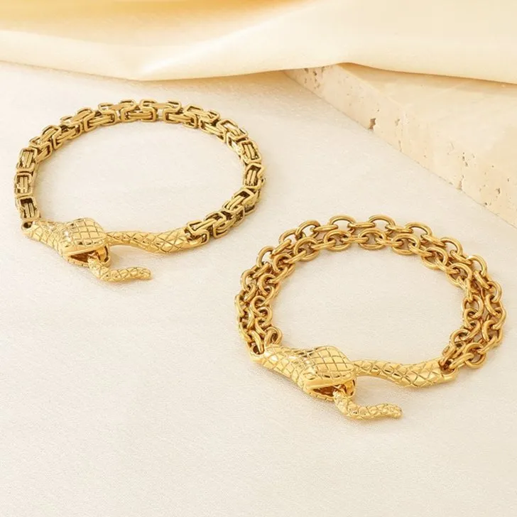 Domineering Animal Head Bracelet Creative Design Hip-Hop Emperor Chain Snake Head Stainless Steel Bracelet
