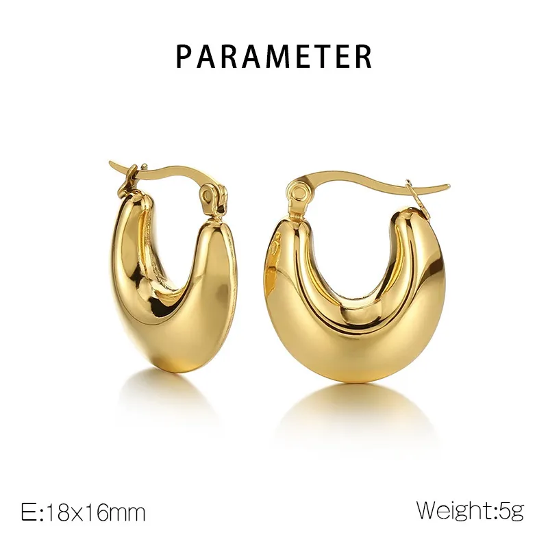 Trendy Stainless Steel U-Shaped Polished Huggie Earrings Geometric French Hollow Earrings Wholesale