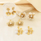 Vintage-Inspired Pearl-Embellished Geometric Flower Earrings in 18K Gold