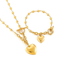 New European and American Style Ot Buckle Heart Necklace and Bracelet Stainless Steel Women's Set