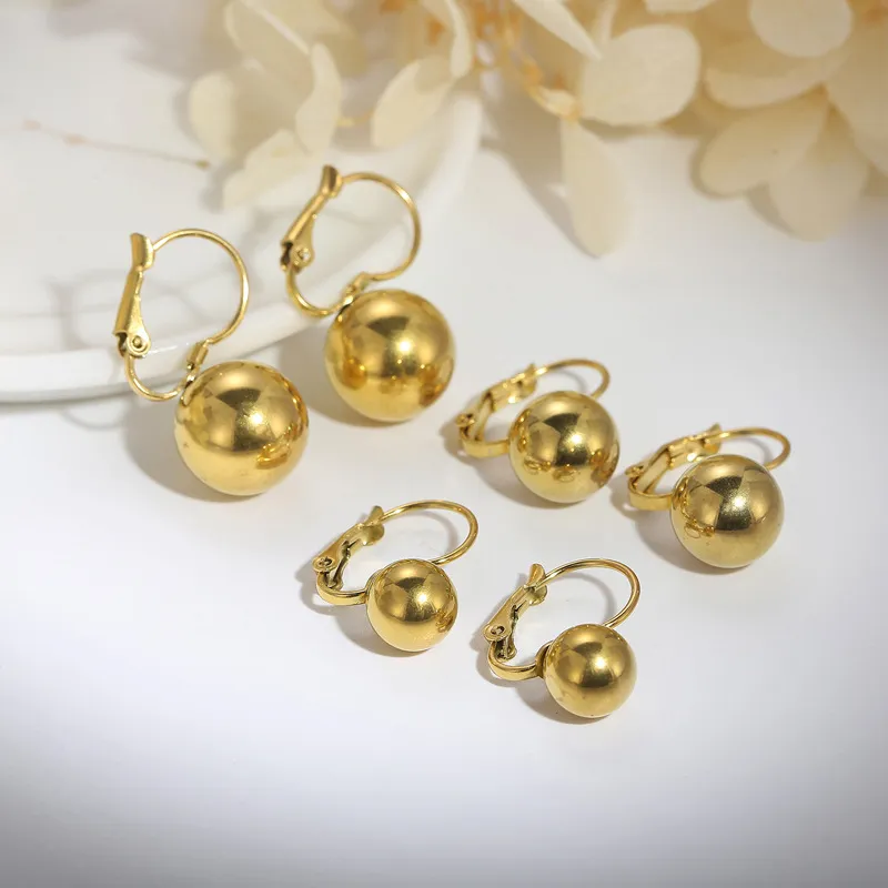 Wholesale European American Minimalist Earrings Stainless Steel Ball Ear Buckles Fashion Jewelry