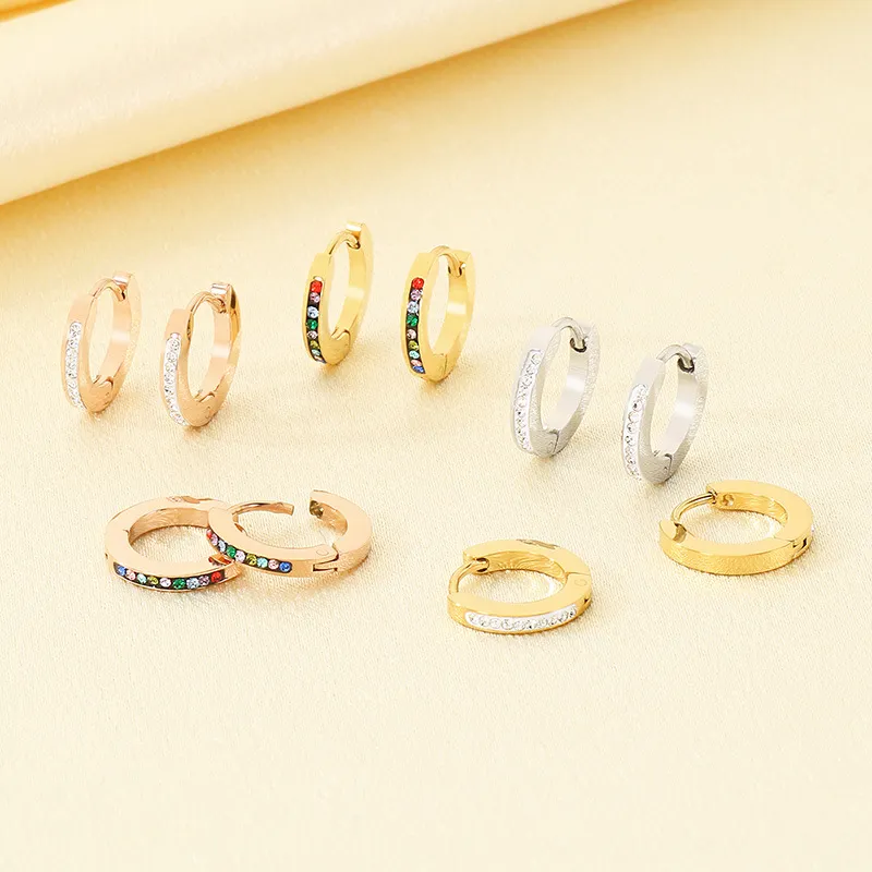 Fashionable Stainless Steel Rhinestone Earrings for Women's Jewelry Suitable for Daily Wear