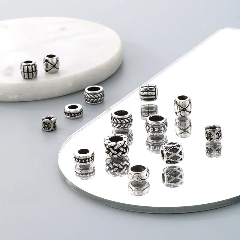 Stainless Steel Fashion Large Hole Cylindrical Positioning Bead Jewelry Accessories Bead