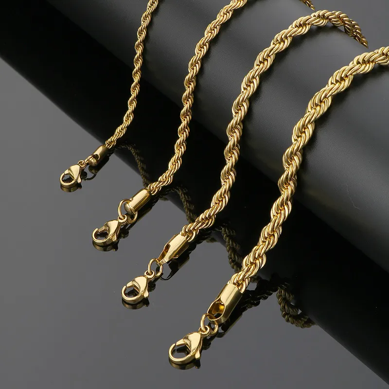 Cross-Border Hot Sale: Fried Dough Twists, Twisted Rope, European and American Style, Simple Stainless Steel Twisted Chain, Men's and Women's Jewelry