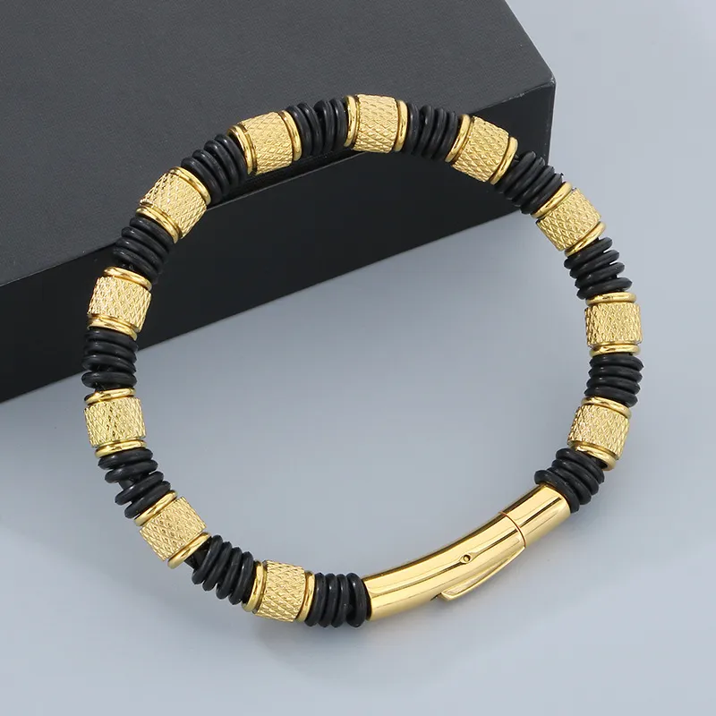 European and American Style Stainless Steel Men's Leather Bracelet Fashion Jewelry