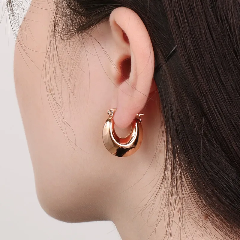 Trendy Stainless Steel U-Shaped Polished Huggie Earrings Geometric French Hollow Earrings Wholesale
