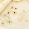 Fashion 4-Piece Hollow Flower Pearl Blue Natural Stone Inlay Stainless Steel Jewelry Set
