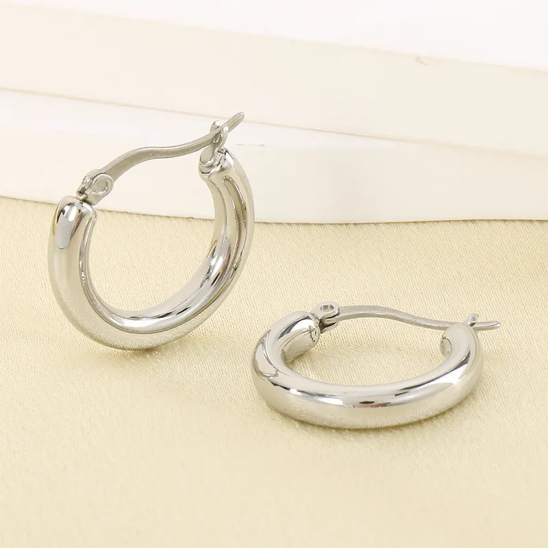Simple Circle Versatile Earrings Female Ins Geometric Smooth Stainless Steel Earrings Jewelry