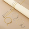 Trendy Double Chains Simple Versatile Snake Bone Bracelet Necklace Stainless Steel Men's Jewelry Set