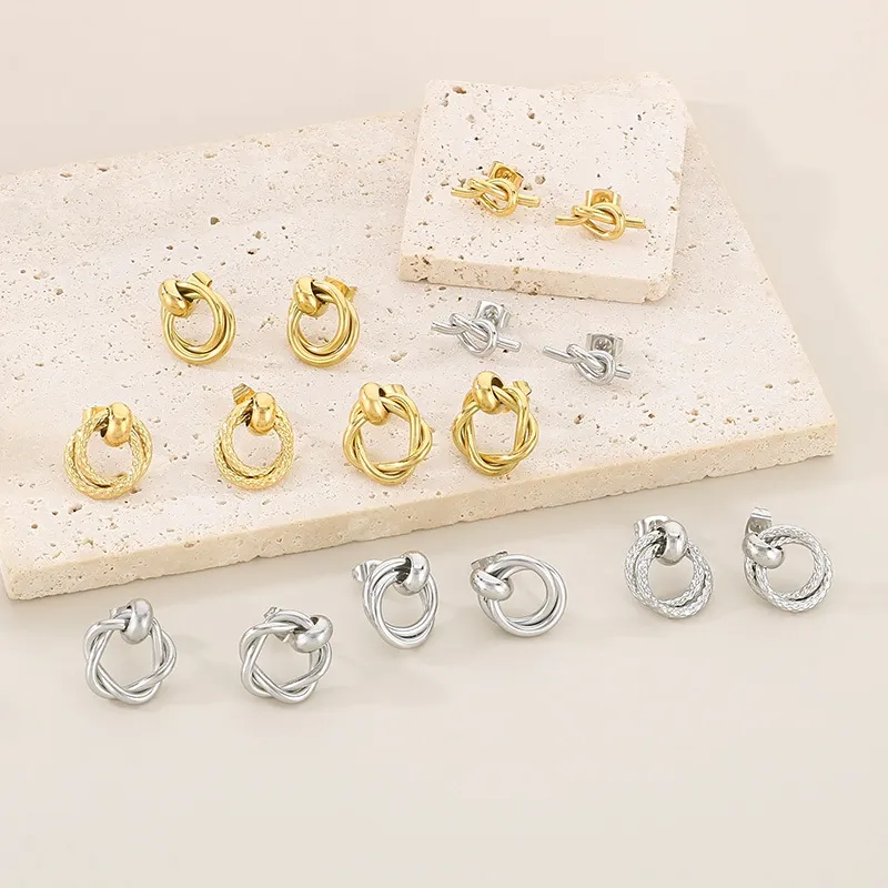 Modern Elegant Stud Earrings with Unique Double-Hoop Style