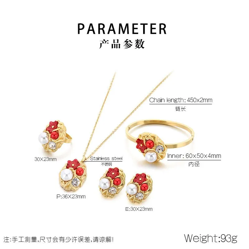 Chic Stainless Steel Set Featuring Exaggerated Pearl Inlay