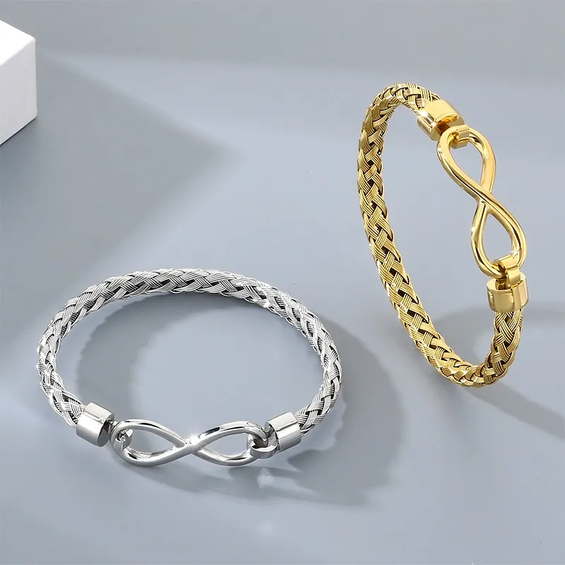 Men's Trendy Stainless Steel Infinite Symbol 8-Shaped Accessory Steel Wire Bangle Jewelry