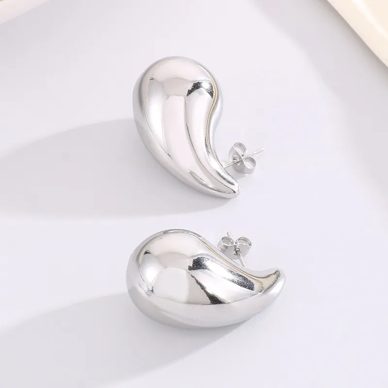 Stylish and Sophisticated Chubby Teardrop Earrings Stainless Steel Hollow Earrings