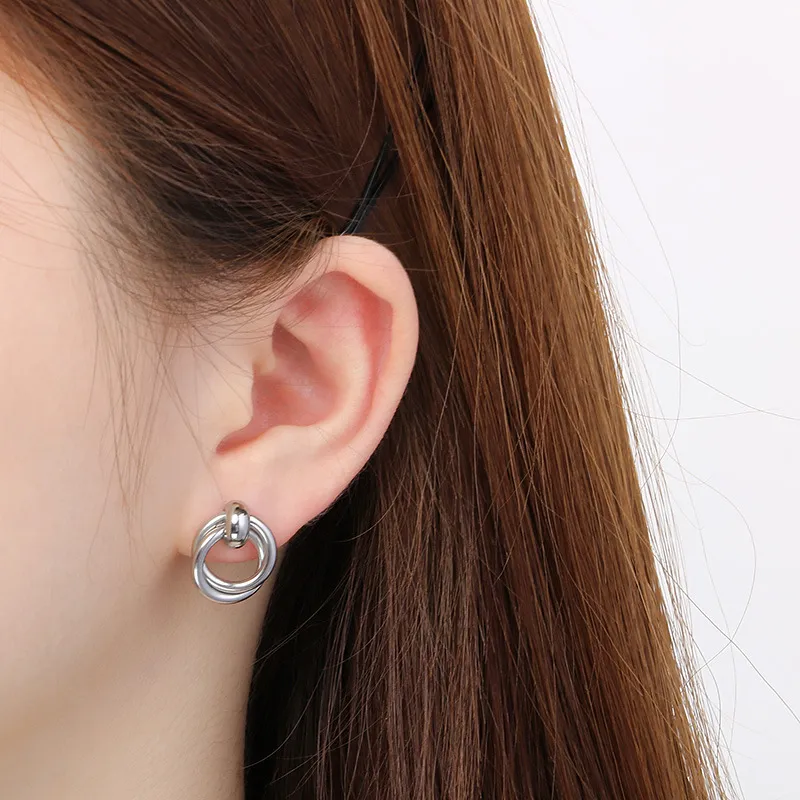 Modern Elegant Stud Earrings with Unique Double-Hoop Style