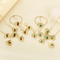 Retro Hollow Floral Core Flower Jewelry Set Tassel Stainless Steel 4-Piece Jewelry Set