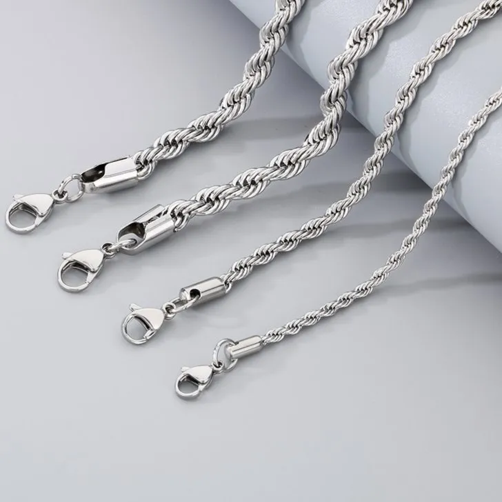 Durable Twisted Stainless Steel Chain Bracelet for Men