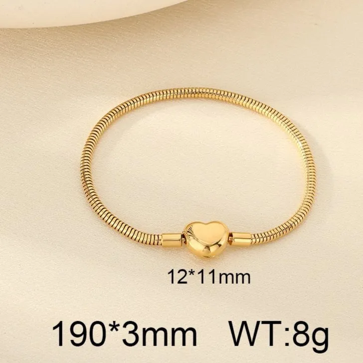 Light Luxury Circular Snake Chain Bracelet with Heart Charm