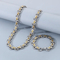 Personalized Hip-Hop Style Rock Emperor Chain Circle Bracelet, Trendy Byzantine Flat Stainless Steel Men's Necklace Set