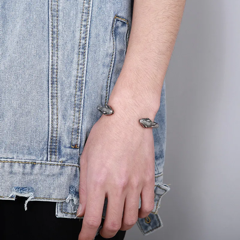 Cross-Border E-Commerce Foreign Trade Supply European and American Personalized Fashion Double Wolf Head Punk Stainless Steel Men's Bracelet