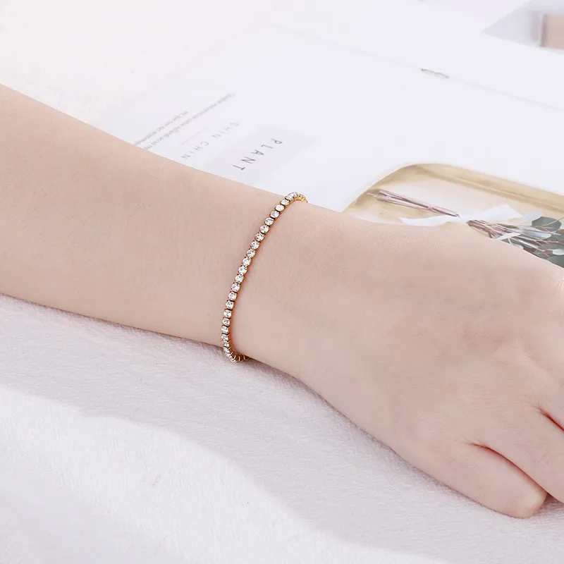 Stainless Steel Trendy Fashion Temperament Personalized Single Circle Zircon Full Diamond Bracelet Necklace for Women
