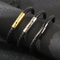 Men's Personalized Leather Rope Weaving Bracelet Stainless Steel Snap Button Trendy Men's Simple Plain Circle Bracelet