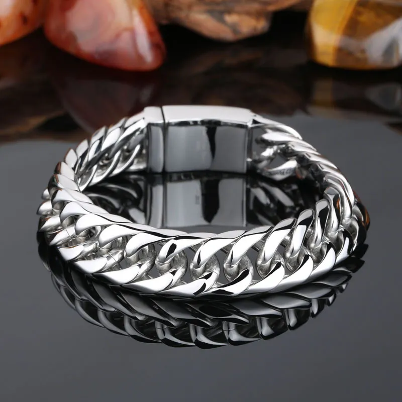 Fashion Minimalist Jewelry Polished Stainless Steel Men's Cuban Chain Bracelet