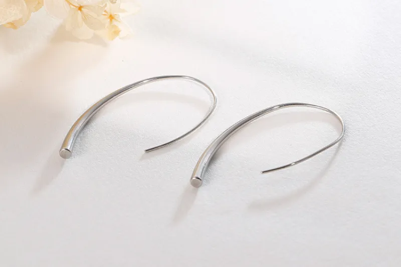 High Quality Fashion Simple Lines Stainless Steel Electroplating Rose Gold Women Earrings