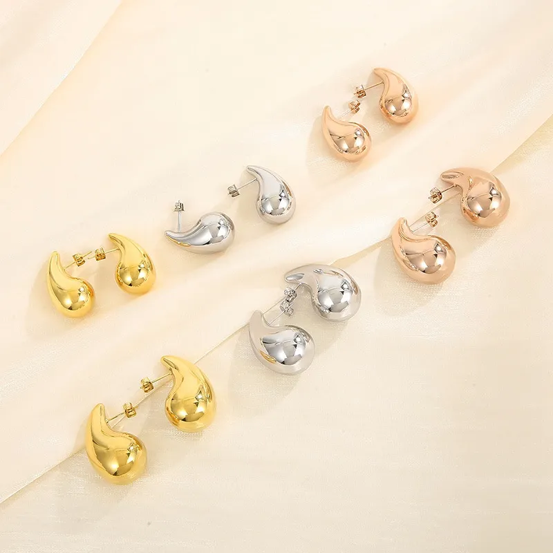 Gold Zircon Popular Daily Stainless Steel Double Gold Stud Earrings for Women