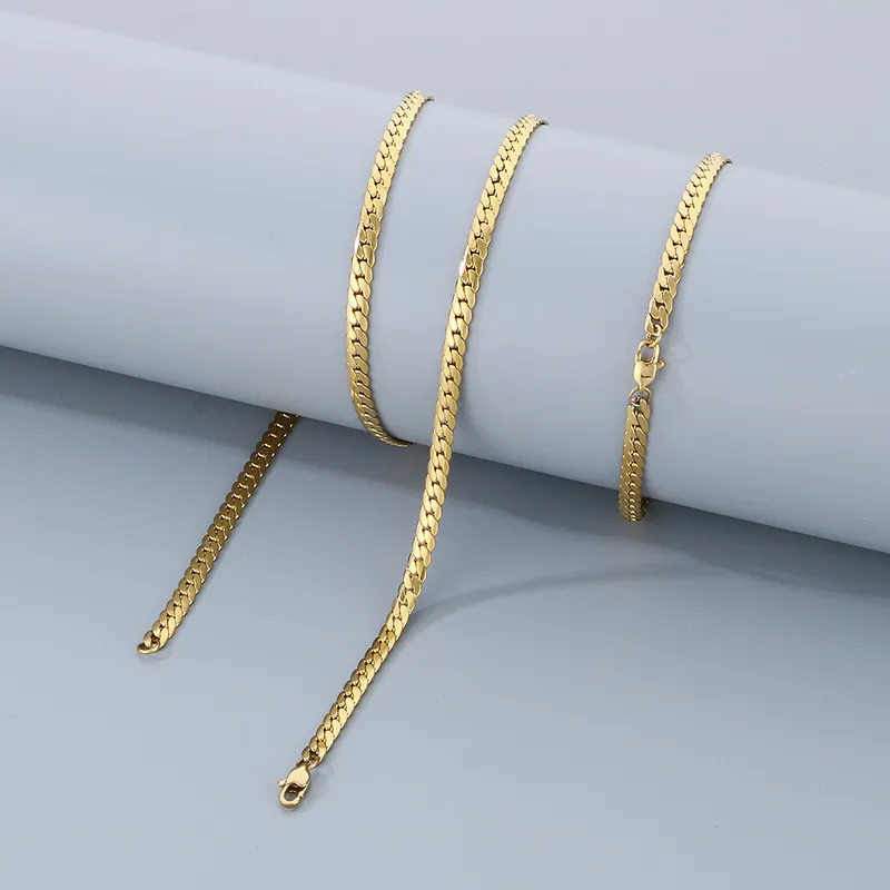 Stainless Steel Chain Bracelet Necklace Jewelry Set Suitable for Daily Wear