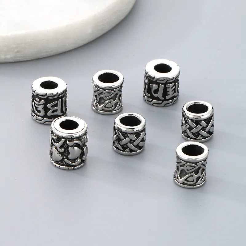 Stainless Steel Jewelry Barrel Bead Accessories Large Hole Bracelet Spacer Beads