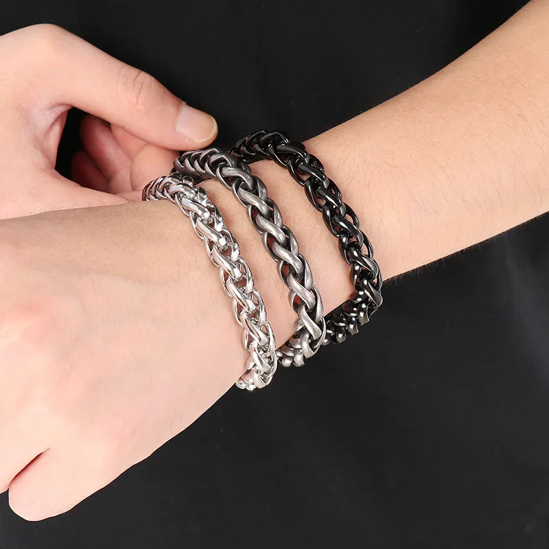 European and American Hip-Hop Style Cylindrical Jewelry Buckle, Rotatable Decompression Flower Basket Chain, Stainless Steel Men's Bracelet and Necklace Set