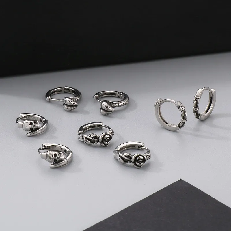 Design Inspired Earrings, Men's and Women's Personalized Fashion, Retro Rose Stainless Steel Earrings Accessories