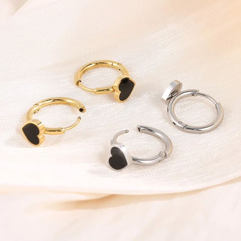 Stainless Steel Jewelry Heart-Shaped Earrings Suitable for Daily Wear