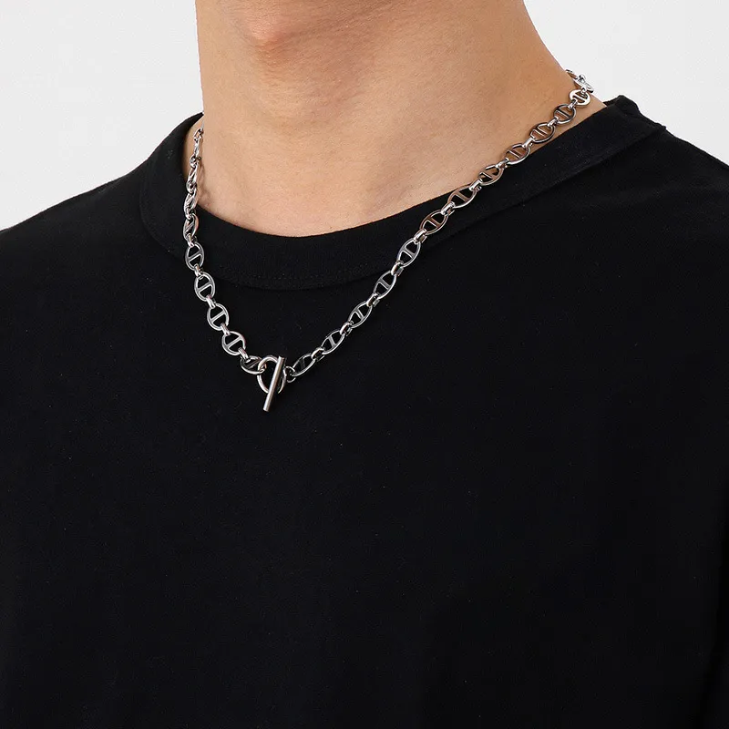 Minimalist Stainless Steel Pig Nose Chain Bracelet Necklace Ot Clasp Stainless Steel Jewelry