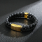 Trendy Men's Turquoise Stainless Steel Bangle Religious Cross Leather Bracelet