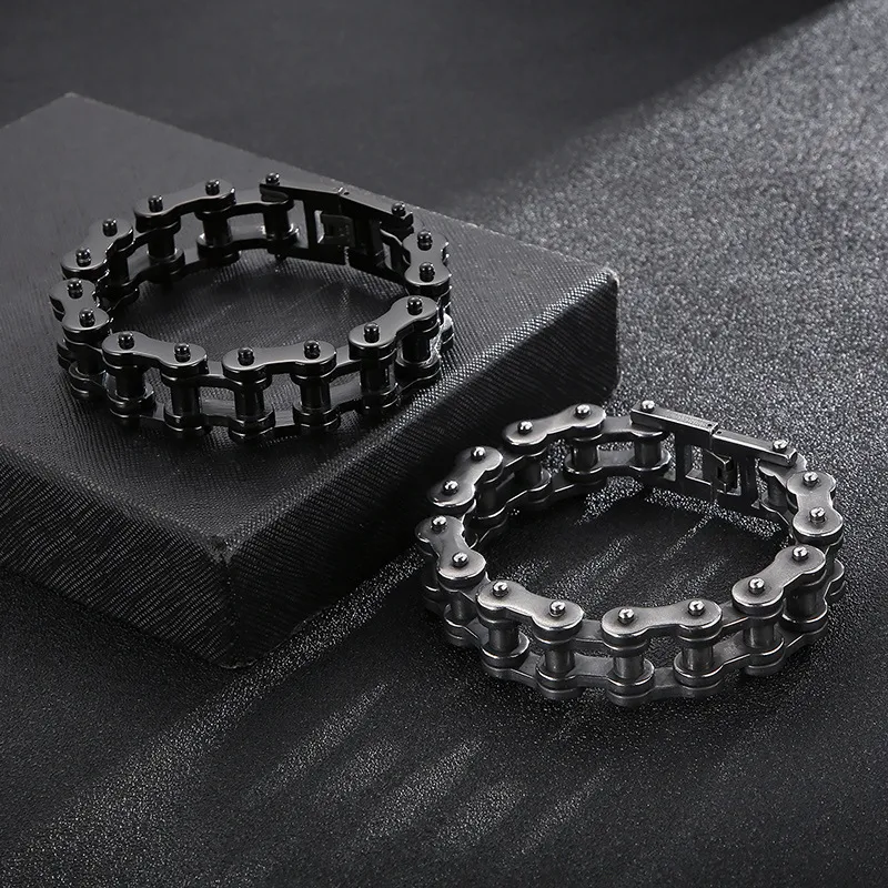 18mm European and American Men's Motorcycle Chain, Hip-Hop and Rock Style, Personalized Stainless Steel Men's Bicycle Chain Bracelet