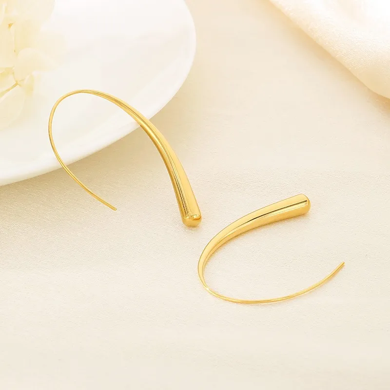 Geometric Arc Line Versatile Stainless Steel Earrings Women's Jewelry