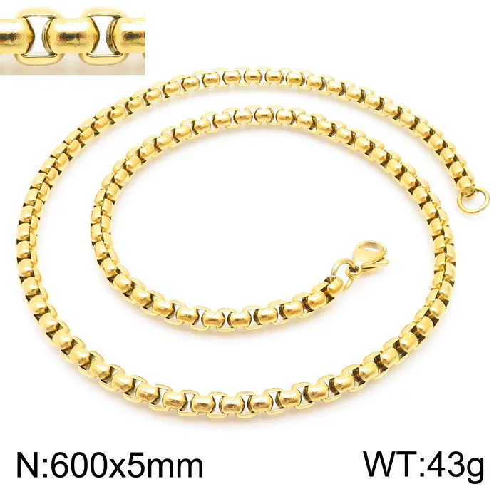 18K Gold Plated Square Pearl Necklace Stainless Steel Multi-Spec Pendant Chain