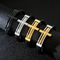European and American Fashion Punk Cross Men's Stainless Steel Creative Woven Leather Bracelet