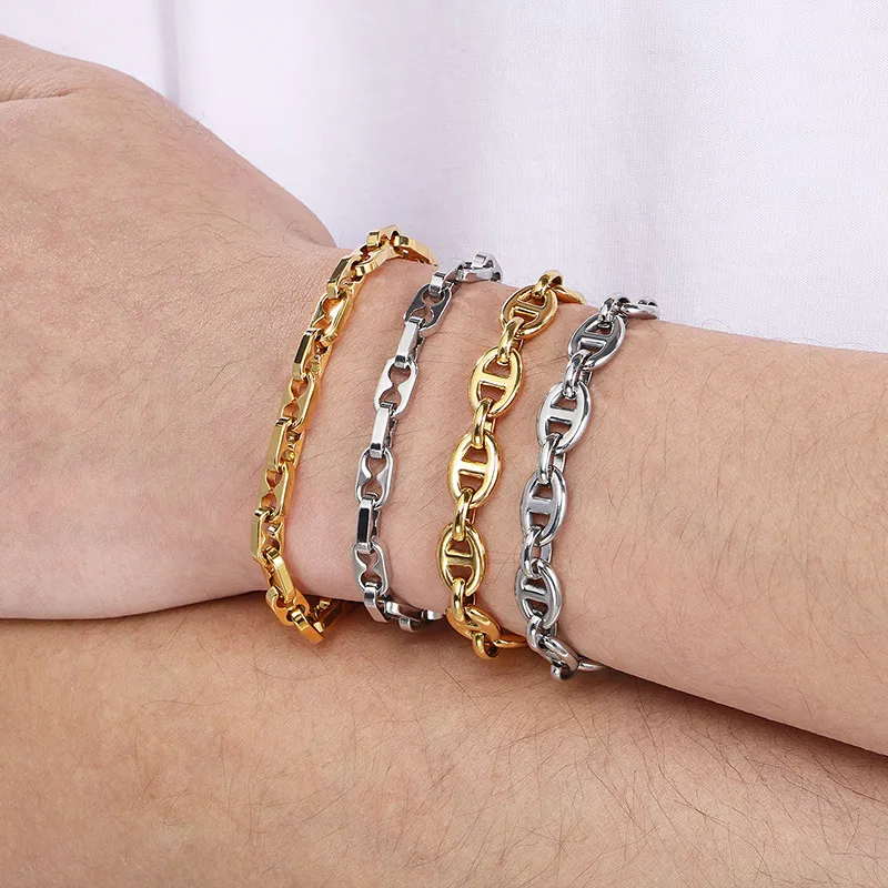 Minimalist Ins Style Stainless Steel Multi Style Pig Nose Chain Unisex Bracelet