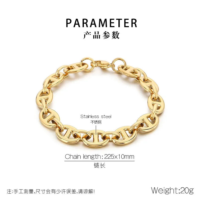 Minimalist Ins Style Stainless Steel Multi Style Pig Nose Chain Unisex Bracelet