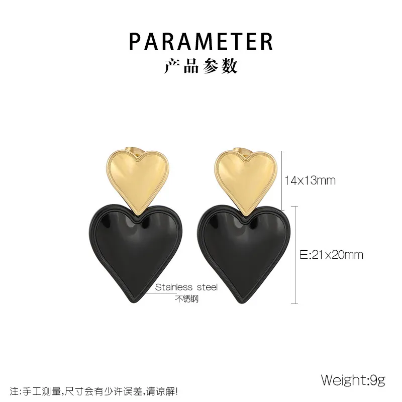 European American Heart Gold Plated Stud Earrings Stainless Steel Elegant Wholesale Jewelry