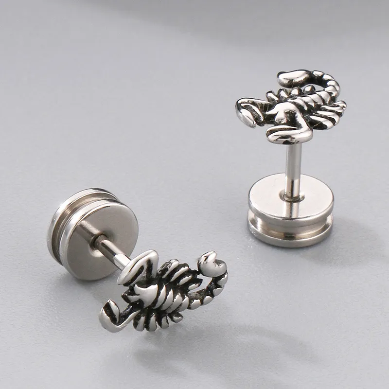 Personalized Stainless Steel Earrings for Men, Scorpion Punk Style Jewelry