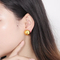 Cross Border Popular Stainless Steel Hemispherical Hollow Earrings, Internet Famous, Simple and Generous, Light Luxury Earrings