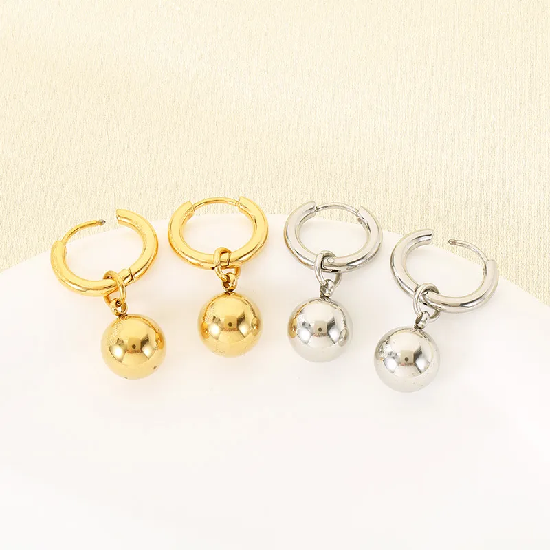 High Quality Stainless Steel Small Round Ball Temperament Women's Earrings Jewelry Wholesale