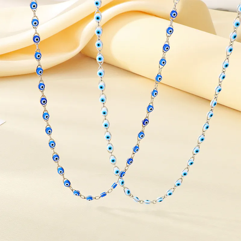 Fashionable Eyeglasses Chain with Devil's Eye Design Women's Trendy Copper Chain